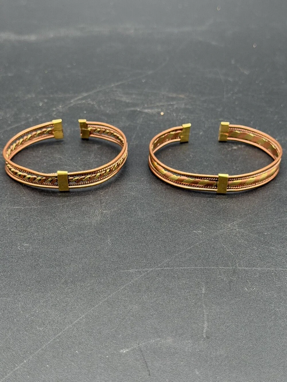 Gold-Tone Braided Copper Cuff Bracelets - Set of 2